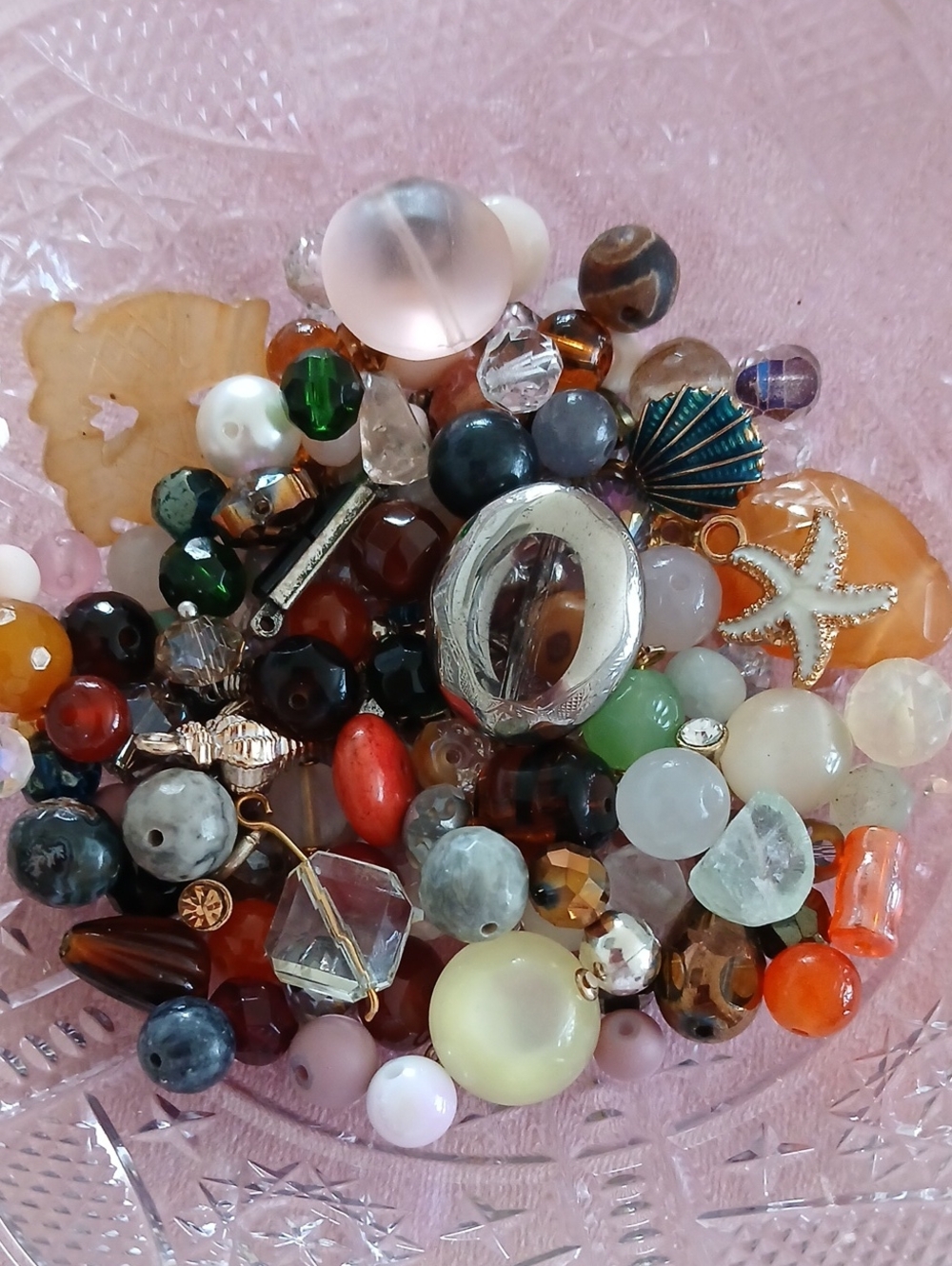 Multi-Color Women's Glass Gemst And Natural Stone  Beads& Charm Mix Kit